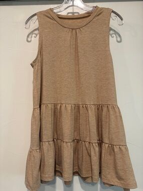 Sleeveless Tiered Tan Kids Dress